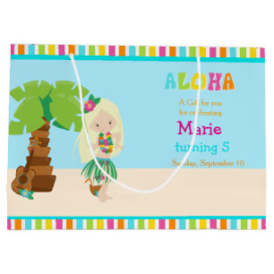 Aloha Blonde Hair Girl Thank You Large Gift Bag