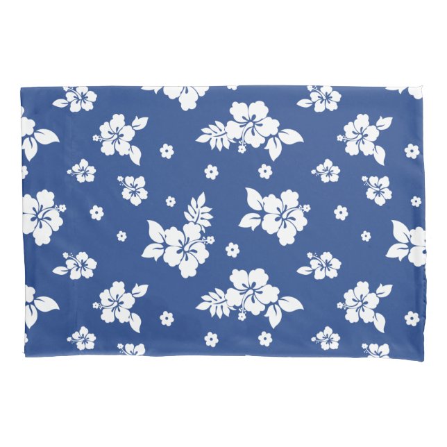 Aloha Blue Classic Hawaiian Seamless Pattern Pillowcase (Front-Left)
