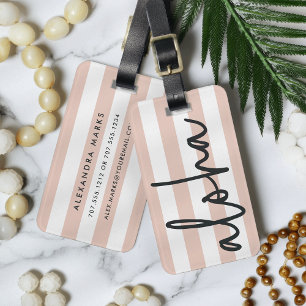 Aloha   Blush Pink Personalised Luggage Tag