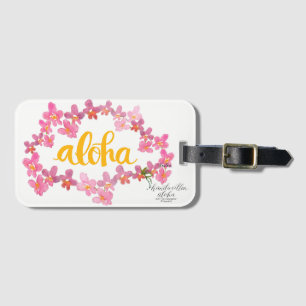 Aloha Bold Orchid Lei Bag Tag - White
