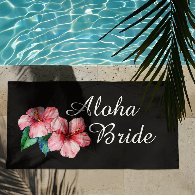 Aloha Bride Pink Tropical Floral Beach Towel (Creator Uploaded)