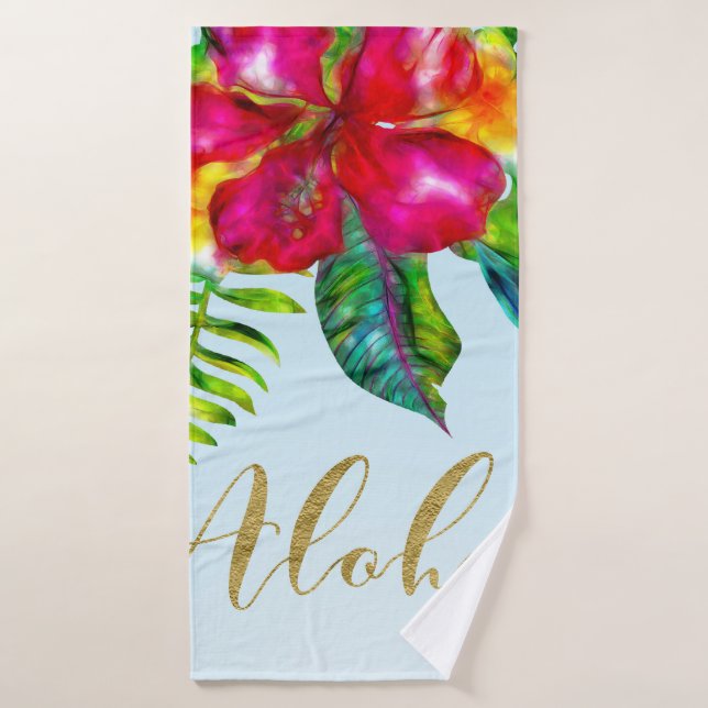 Aloha Bright Electric Pop Tropical Floral Bath Towel Set (Bath Towel)