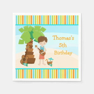 Aloha Brown Hair Boy Party Napkin