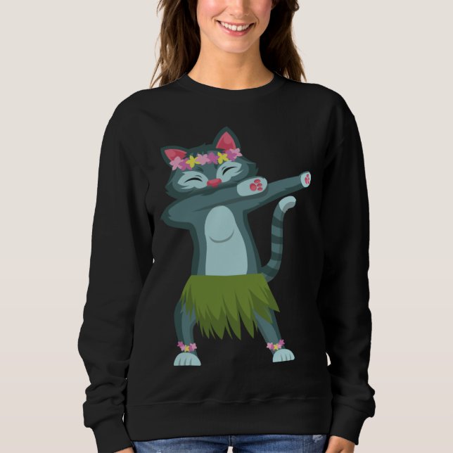 Aloha Cat Hawaiian Dance Mele Kalikimaka Hula Kitt Sweatshirt (Front)