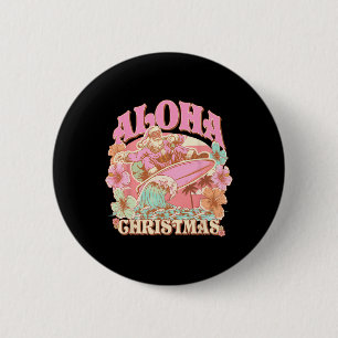 Aloha Christmas Santa Claus Surfing Hawaiian Mele 6 Cm Round Badge