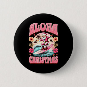 Aloha Christmas Santa Claus Surfing Hawaiian Mele 6 Cm Round Badge