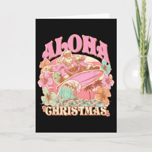 Aloha Christmas Santa Claus Surfing Hawaiian Mele  Card