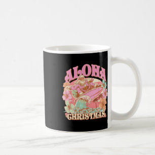 Aloha Christmas Santa Claus Surfing Hawaiian Mele  Coffee Mug