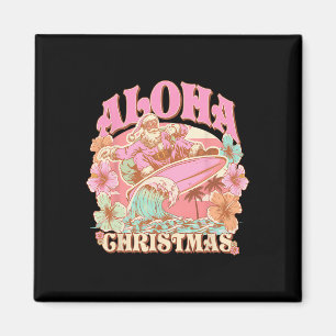 Aloha Christmas Santa Claus Surfing Hawaiian Mele Magnet