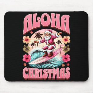 Aloha Christmas Santa Claus Surfing Hawaiian Mele  Mouse Pad