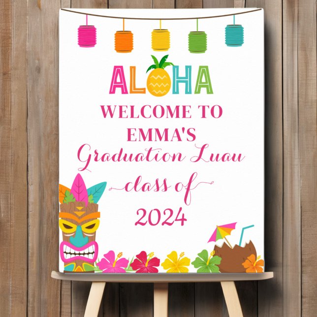 Aloha Class Of 2024 Graduation Luau Welcome Poster (Creator Uploaded)