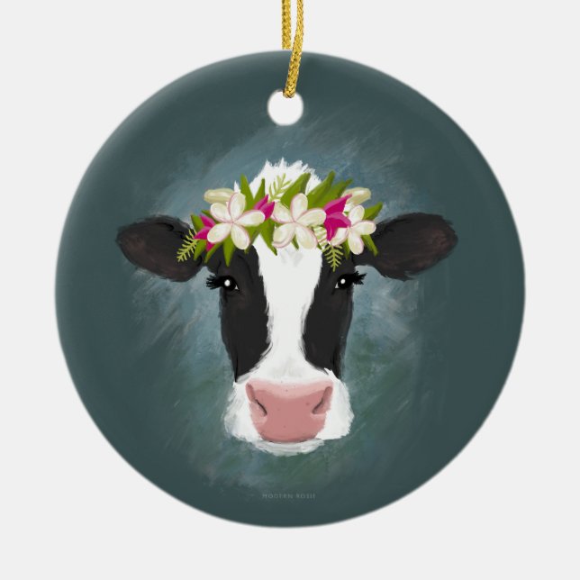 Aloha Cow - Ornament (Front)