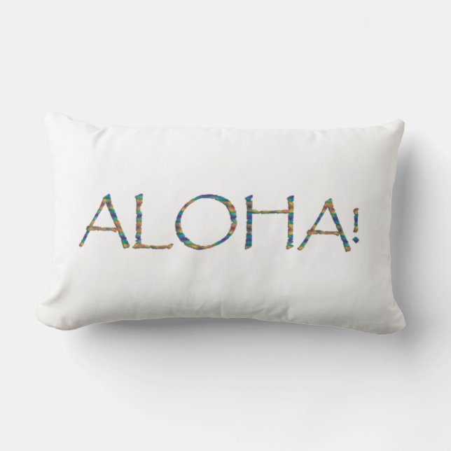 "Aloha!" Custom Design Lumbar Pillow (Front)