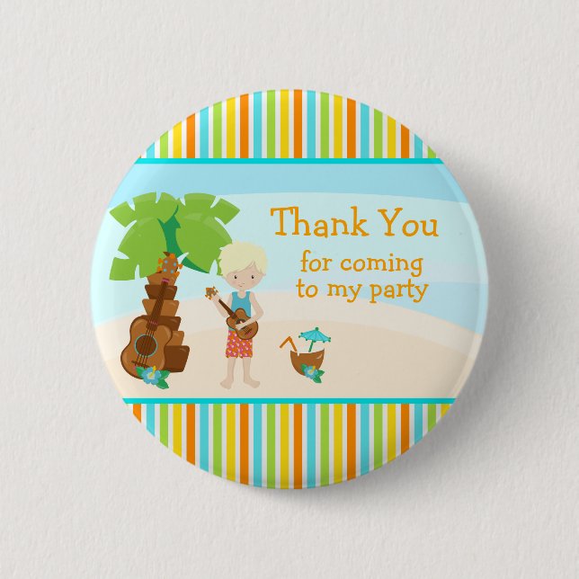 Aloha Cute Blonde Hair 'Thank you for coming' 6 Cm Round Badge (Front)