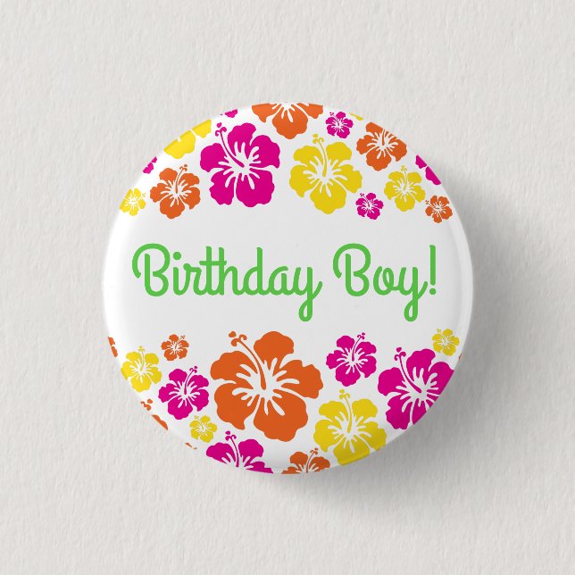 Aloha Cute Hawaiian 1st Birthday Party Theme 3 Cm Round Badge (Front)