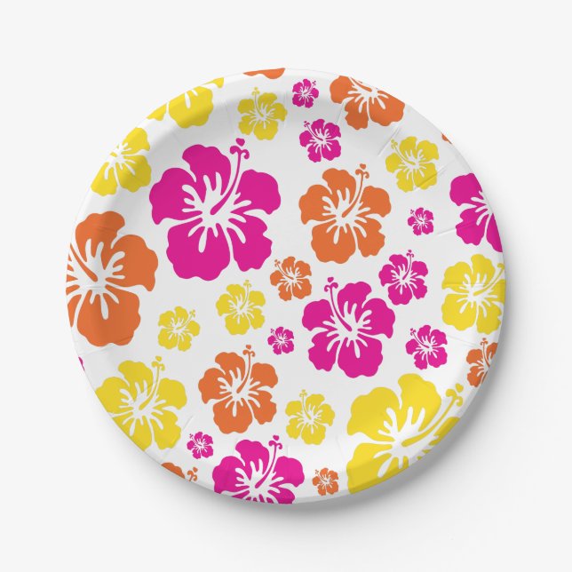 Aloha Cute Hawaiian 1st Birthday Party Theme Paper Plate (Front)