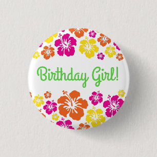 Aloha Cute Hawaiian Kid's Birthday Party 3 Cm Round Badge