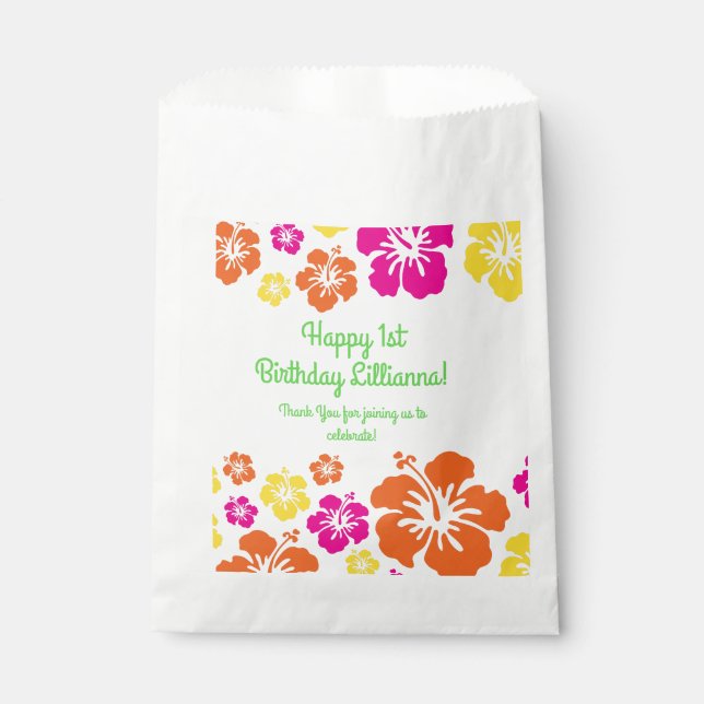 Aloha Cute Hawaiian Kid's Birthday Party Favour Bag (Front)