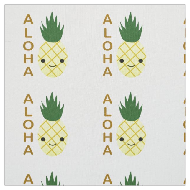 Aloha Cute Kawaii Pineapple Fabric (Swatch)
