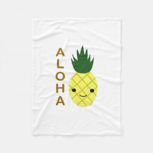 Aloha Cute Kawaii Pineapple Fleece Blanket