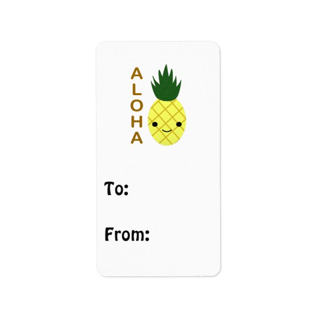 Aloha Cute Kawaii Pineapple Label (Front)