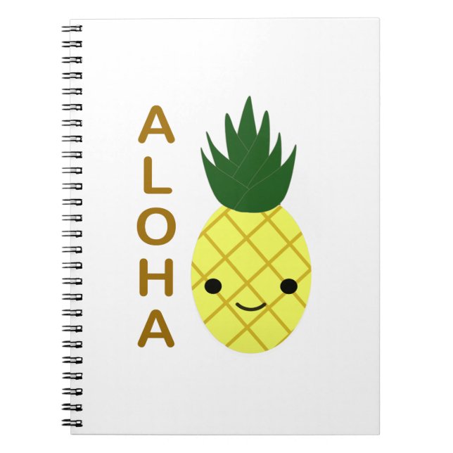 Aloha Cute Kawaii Pineapple Notebook (Front)