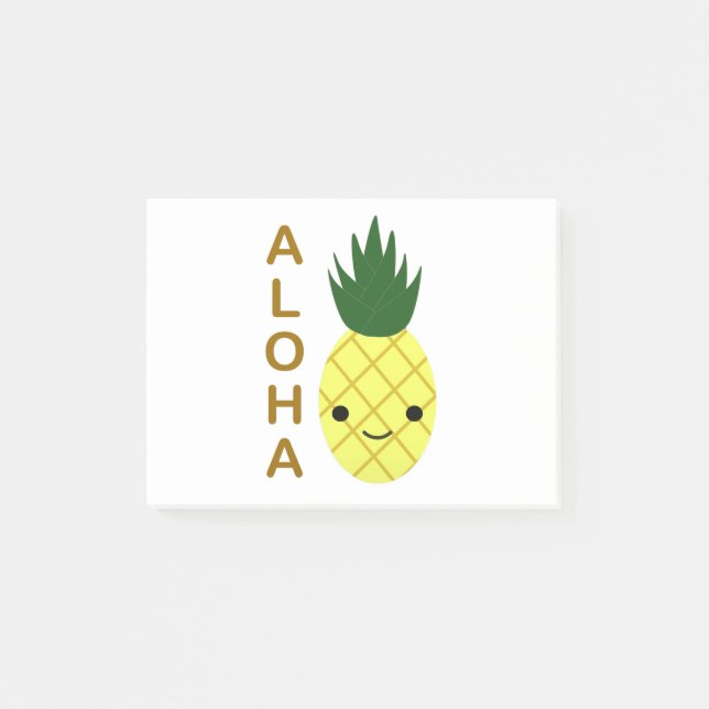 Aloha Cute Kawaii Pineapple Post-it Notes (Front)