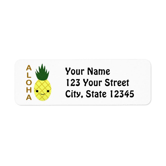Aloha Cute Kawaii Pineapple Return Address Label (Front)