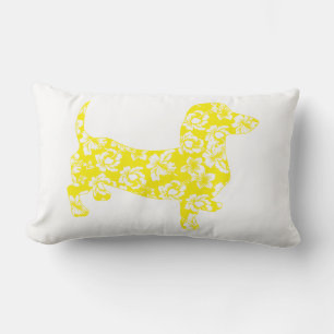 Aloha Dachshund Yellow Lumbar Cushion