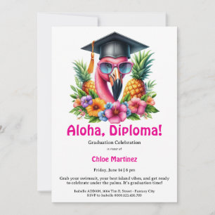 Aloha Diploma Tropical Graduation Pool Party  Invitation