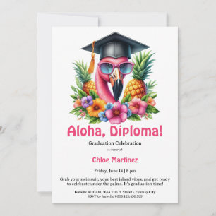 Aloha Diploma Tropical Graduation Pool Party  Invitation