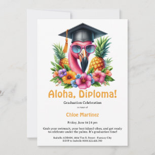 Aloha Diploma Tropical Graduation Pool Party  Invitation