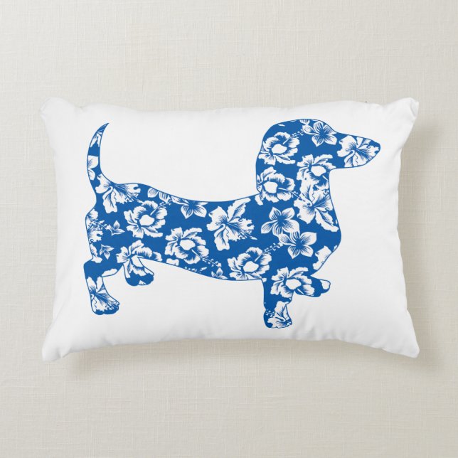 Aloha-Doxie-Blue Decorative Cushion (Front)