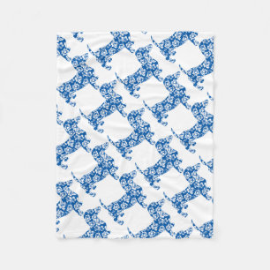 Aloha-Doxie-Blue Fleece Blanket