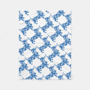Aloha-Doxie-Blue Fleece Blanket