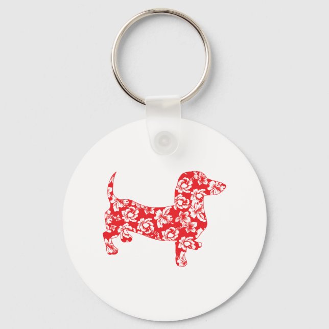 Aloha Doxie Dachshund Key Ring (Front)