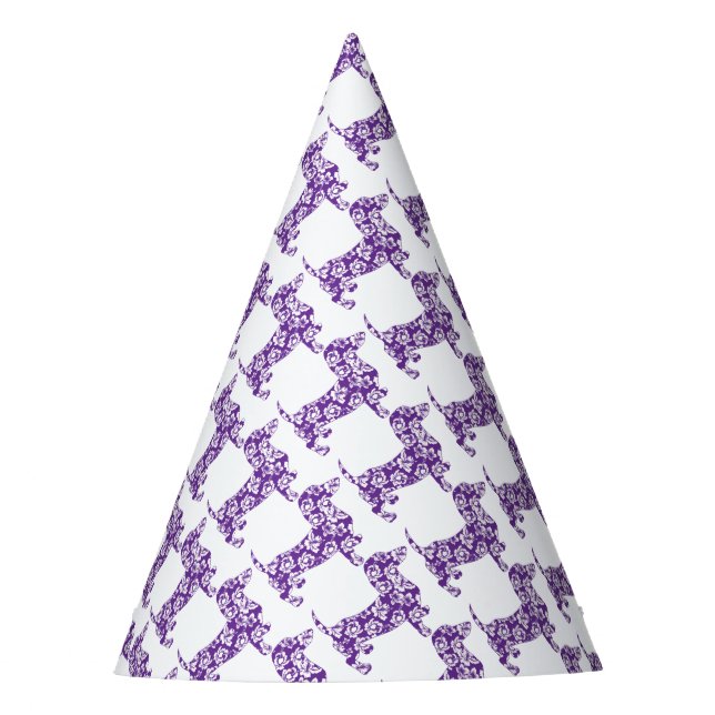 Aloha-Doxie-Purple Party Hat (Front)