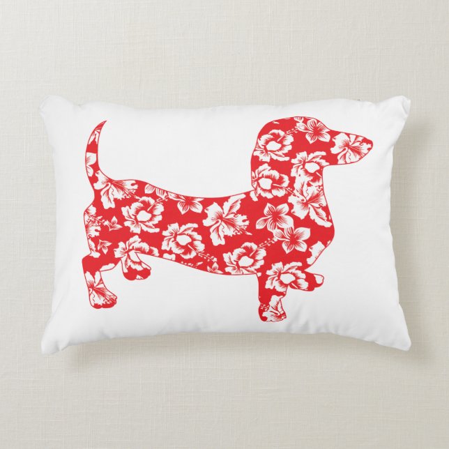 Aloha-Doxie-Red Decorative Cushion (Front)
