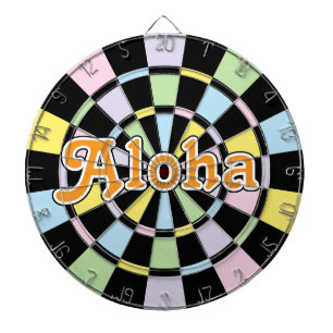 Aloha Editable Text on Black And Pastel Colours Dartboard