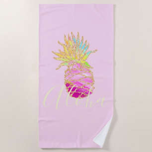 Aloha Elegant Tropical Pineapple Beach Towel