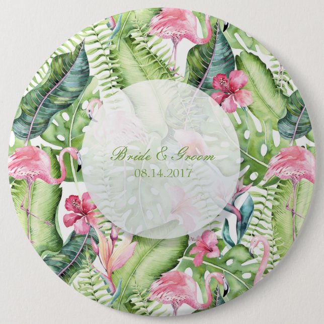 Aloha Flamingo Tropical Beach Wedding 6 Cm Round Badge (Front)