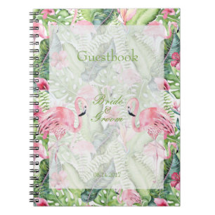 Aloha Flamingo Tropical Beach Wedding guest book