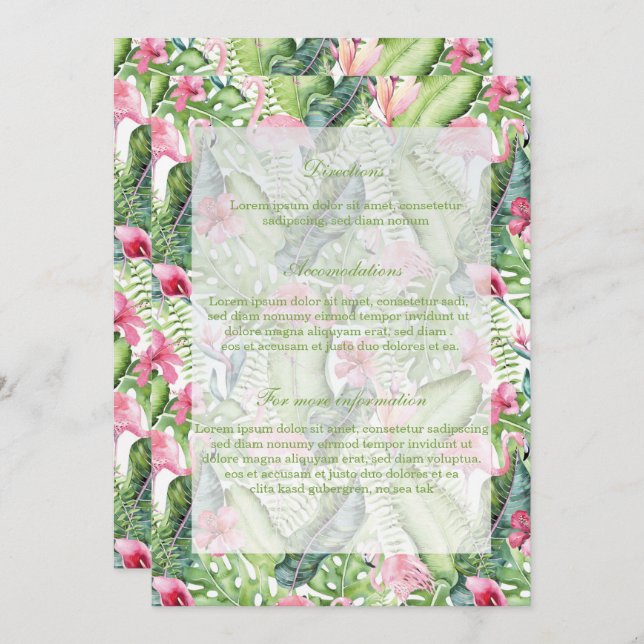 Aloha Flamingo Tropical Beach Wedding Invitation (Front/Back)