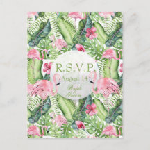 Aloha Flamingo Tropical Beach Wedding  RSVP