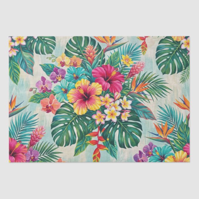 Aloha Floral Bloom Tropical Tissue Paper (Front)