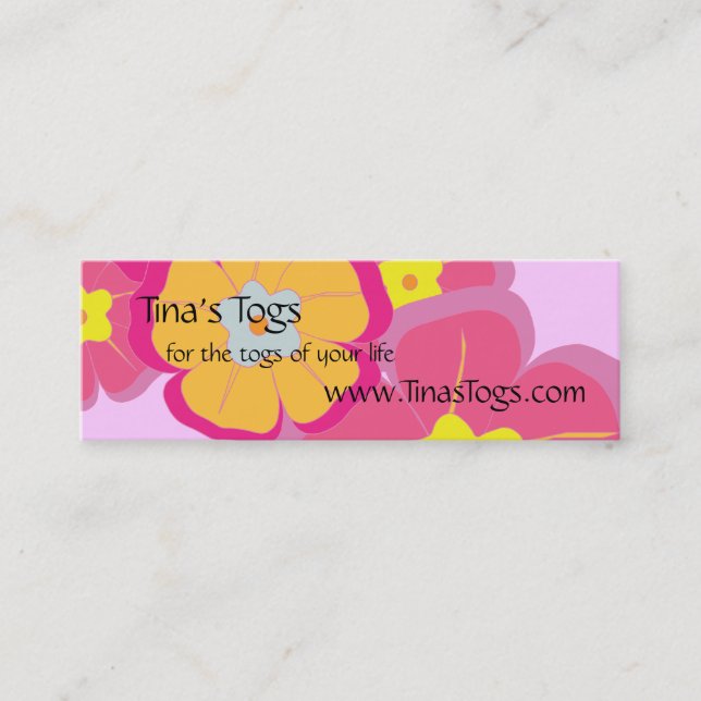 Aloha Floral Theme Care Instructions Mini Business Card (Front)