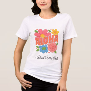 Aloha Floral Tropical Flower Design Cute Hawaiia Tri-Blend Shirt