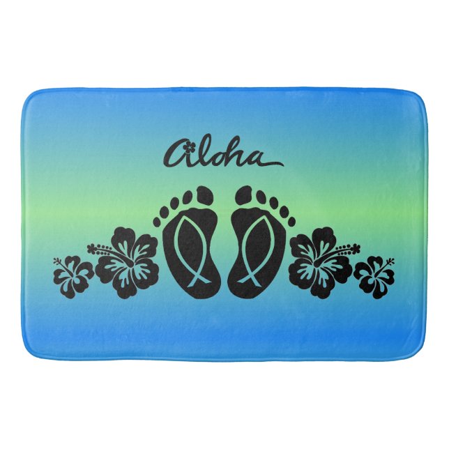 Aloha Footprints Bath Mat (Front)