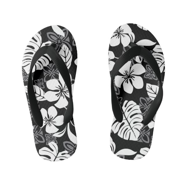 ALOHA FRIDAY (BLACK & GRAY) KID'S THONGS (Footbed)