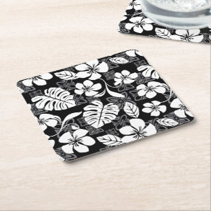 ALOHA FRIDAY (BLACK & GRAY) SQUARE PAPER COASTER